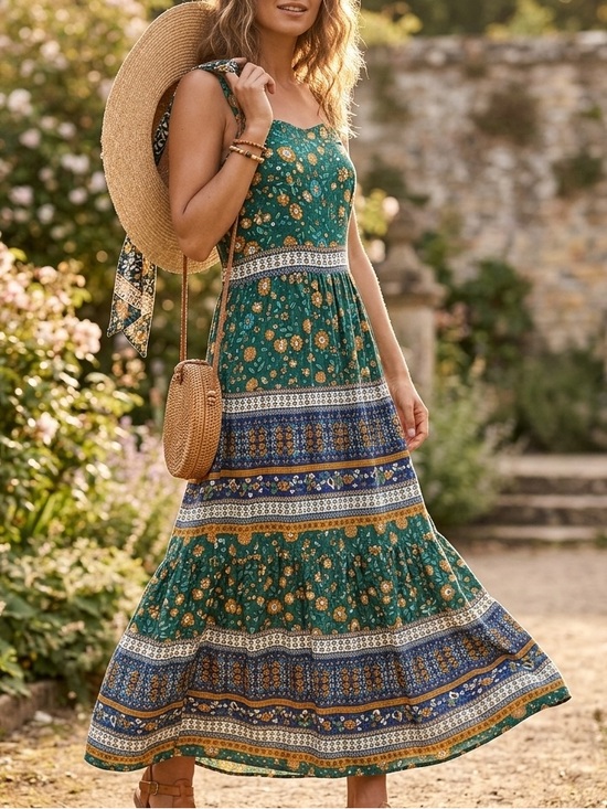 Umgee Dresses & Skirts - NWT Umgee Green and Blue Patterned Maxi Dress